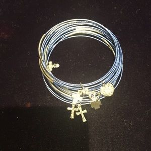 Blue and silver bangle set